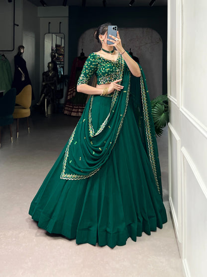 Emerald Grace Georgette Embroidered Lehenga Set