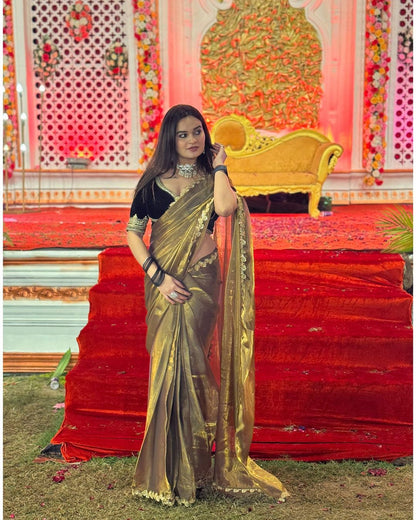 Golden Aura Luxe Tissue Saree Set