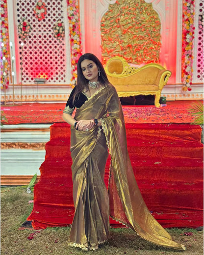 Golden Aura Luxe Tissue Saree Set
