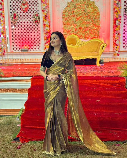 Golden Aura Luxe Tissue Saree Set