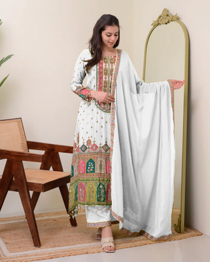 Premium Chinon Silk Embroidered Suit – New Launch