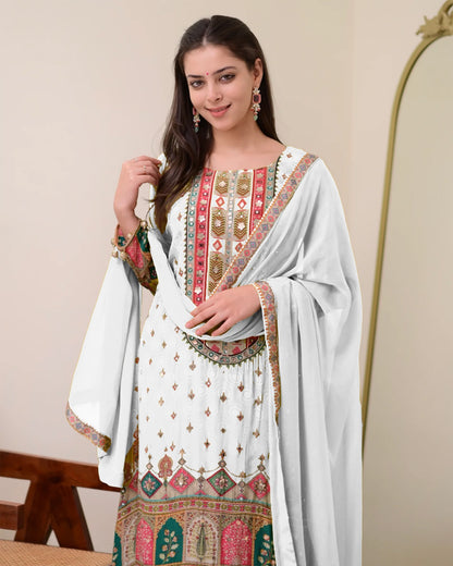 Premium Chinon Silk Embroidered Suit – New Launch