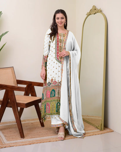 Premium Chinon Silk Embroidered Suit – New Launch