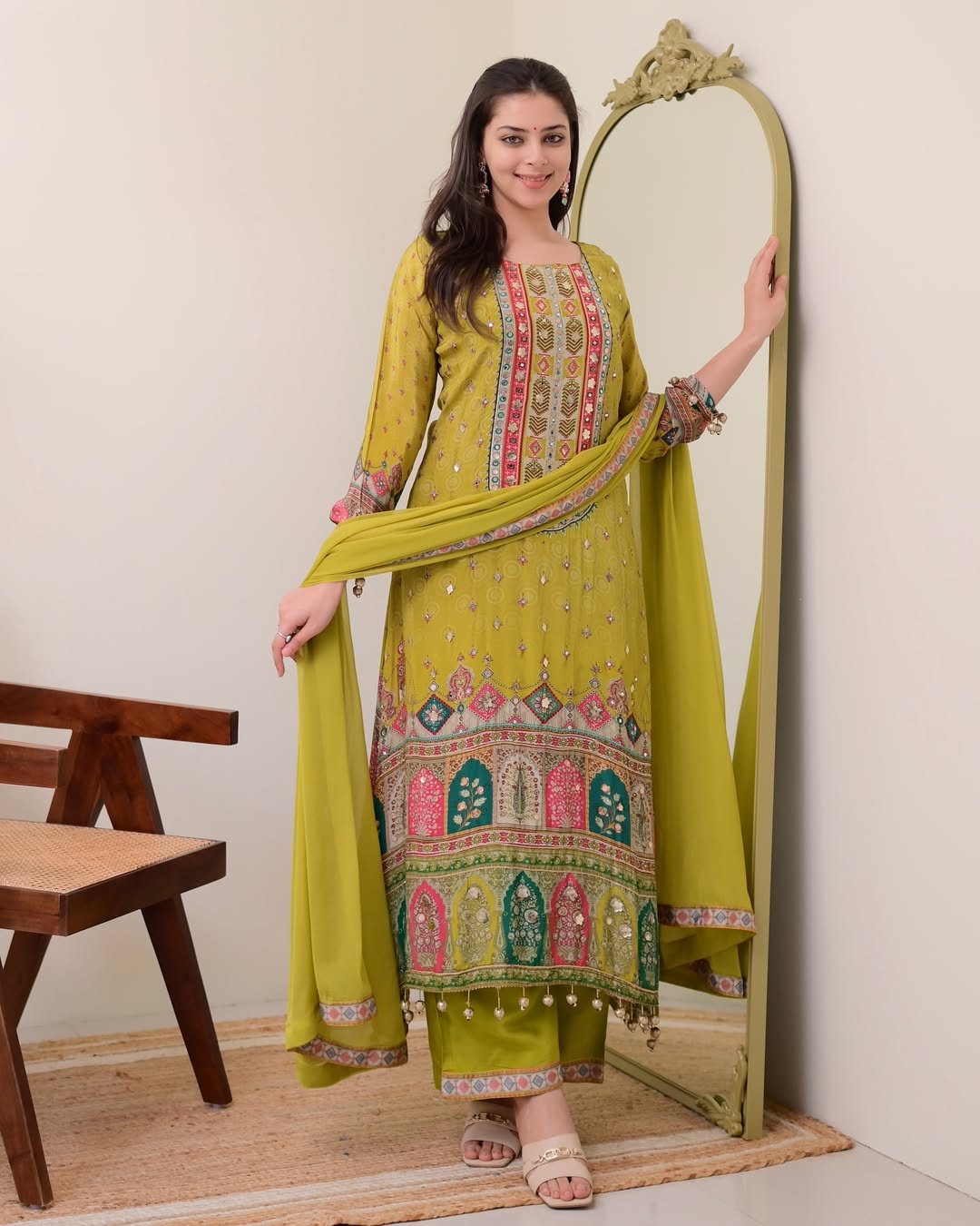 Premium Chinon Silk Embroidered Suit – New Launch