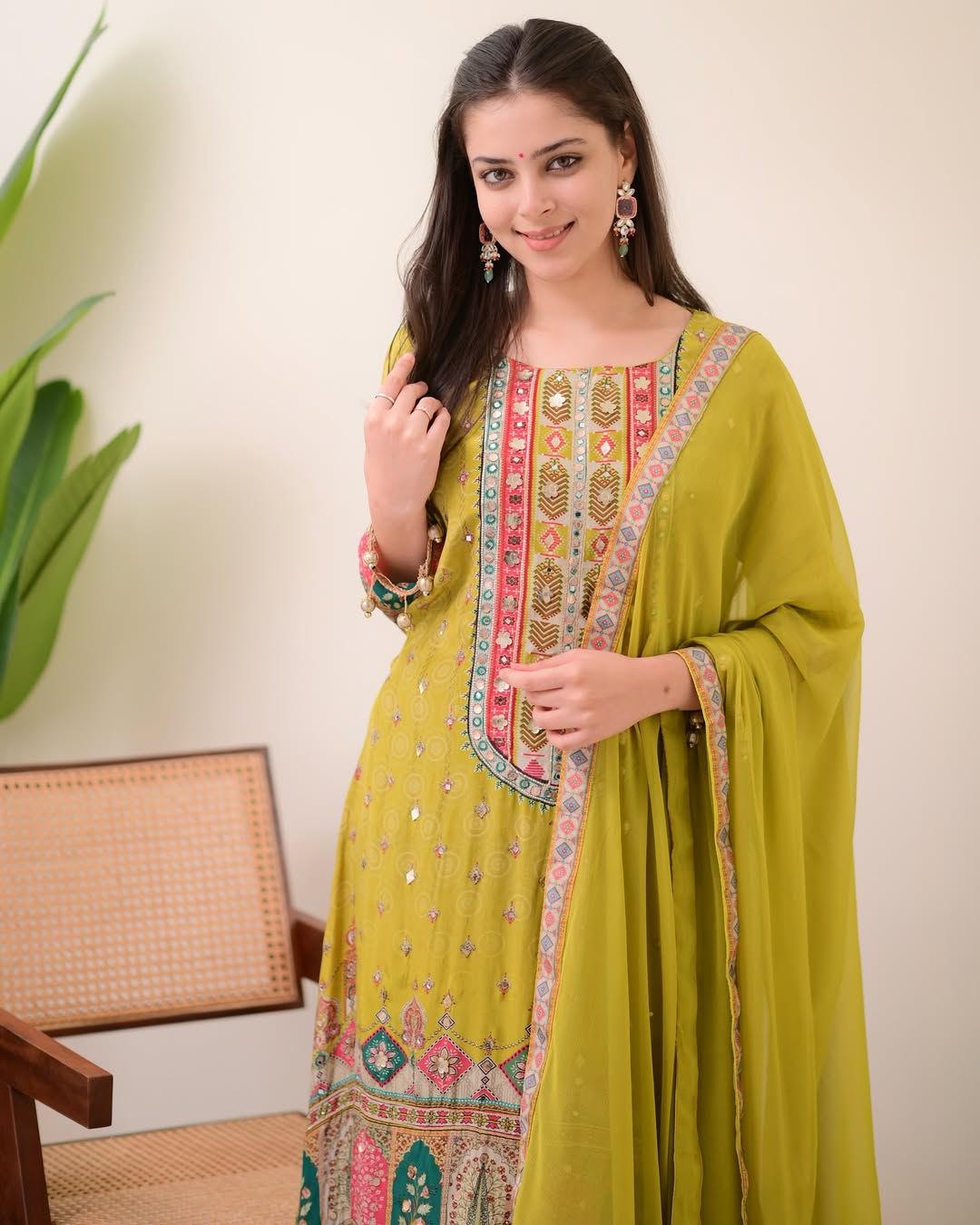 Premium Chinon Silk Embroidered Suit – New Launch