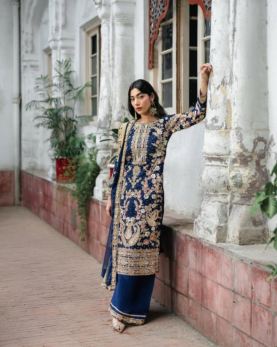 GEORGETTE HEAVY EMBROIDERED KURTI–PLAZZO SET