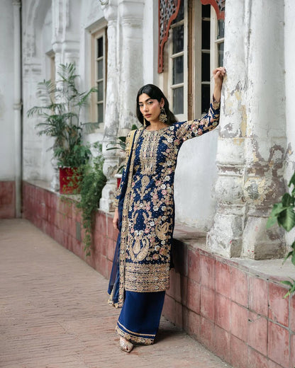GEORGETTE HEAVY EMBROIDERED KURTI–PLAZZO SET