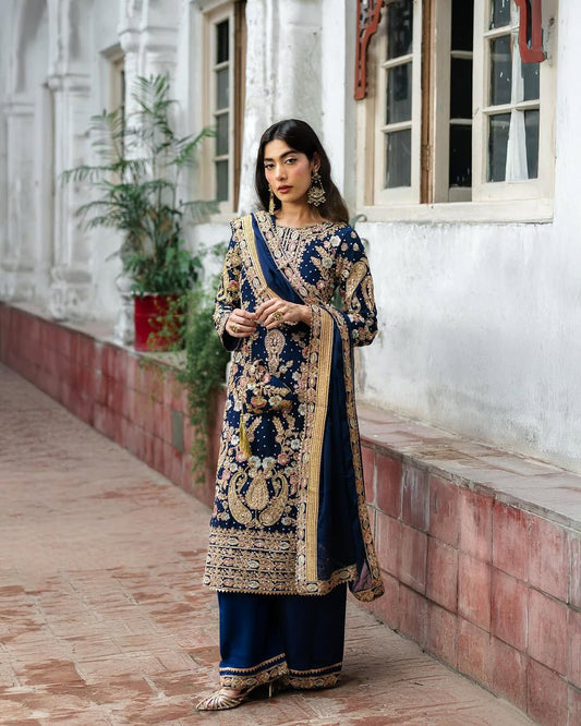 GEORGETTE HEAVY EMBROIDERED KURTI–PLAZZO SET