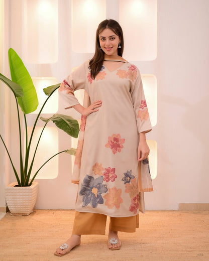 Elira Bloom – Premium Cotton Floral Kurti Set