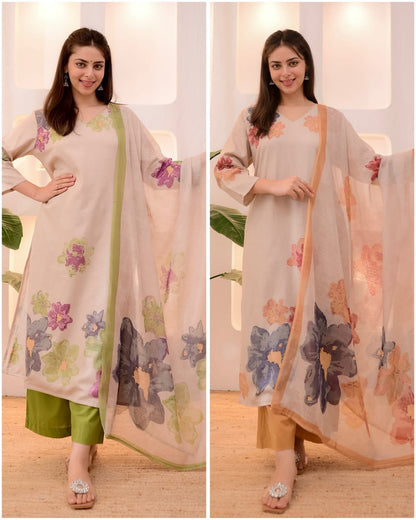 Elira Bloom – Premium Cotton Floral Kurti Set