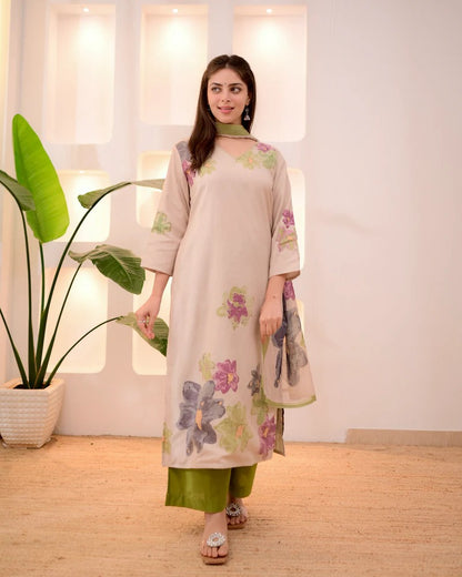 Elira Bloom – Premium Cotton Floral Kurti Set