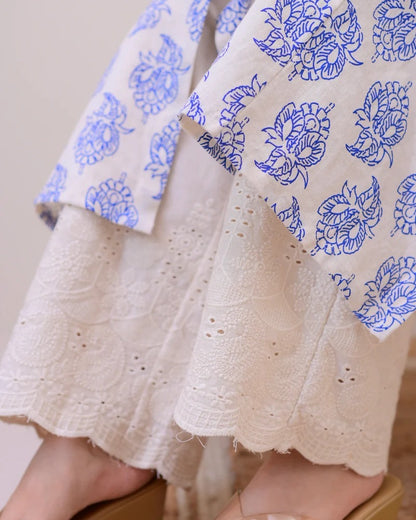 Elora Luxe – Sleeveless Printed Cotton Kurti Set