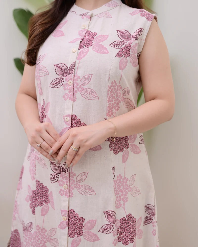 Elora Luxe – Sleeveless Printed Cotton Kurti Set