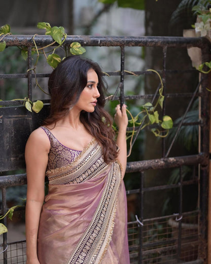 Soft Twill Net Designer Saree | Jacquard Silk Blouse