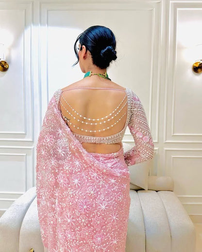 Blush Aura Embroidered Saree