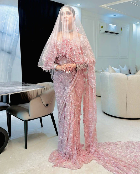 Blush Aura Embroidered Saree