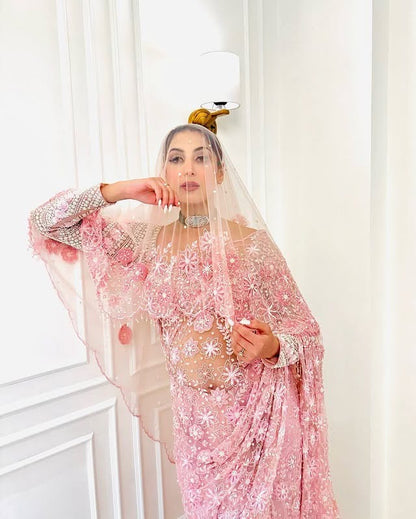 Blush Aura Embroidered Saree