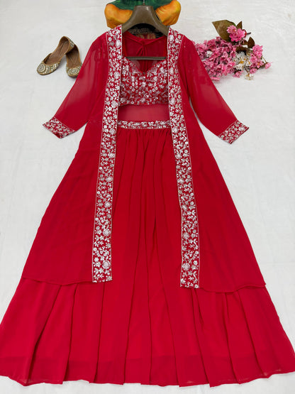 Premium Embroidered Indo-Western Lehenga Set