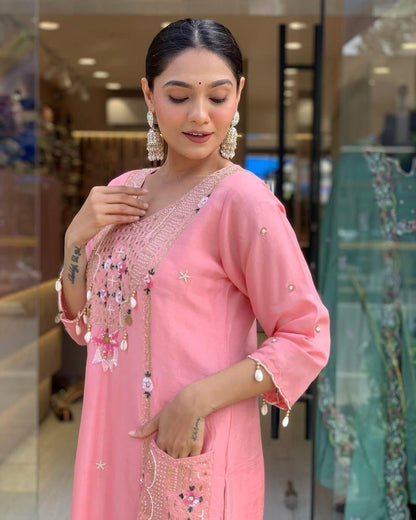 Nooré Elana – Roman Silk Embroidered Luxury Suit Set