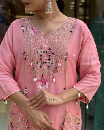 Nooré Elana – Roman Silk Embroidered Luxury Suit Set