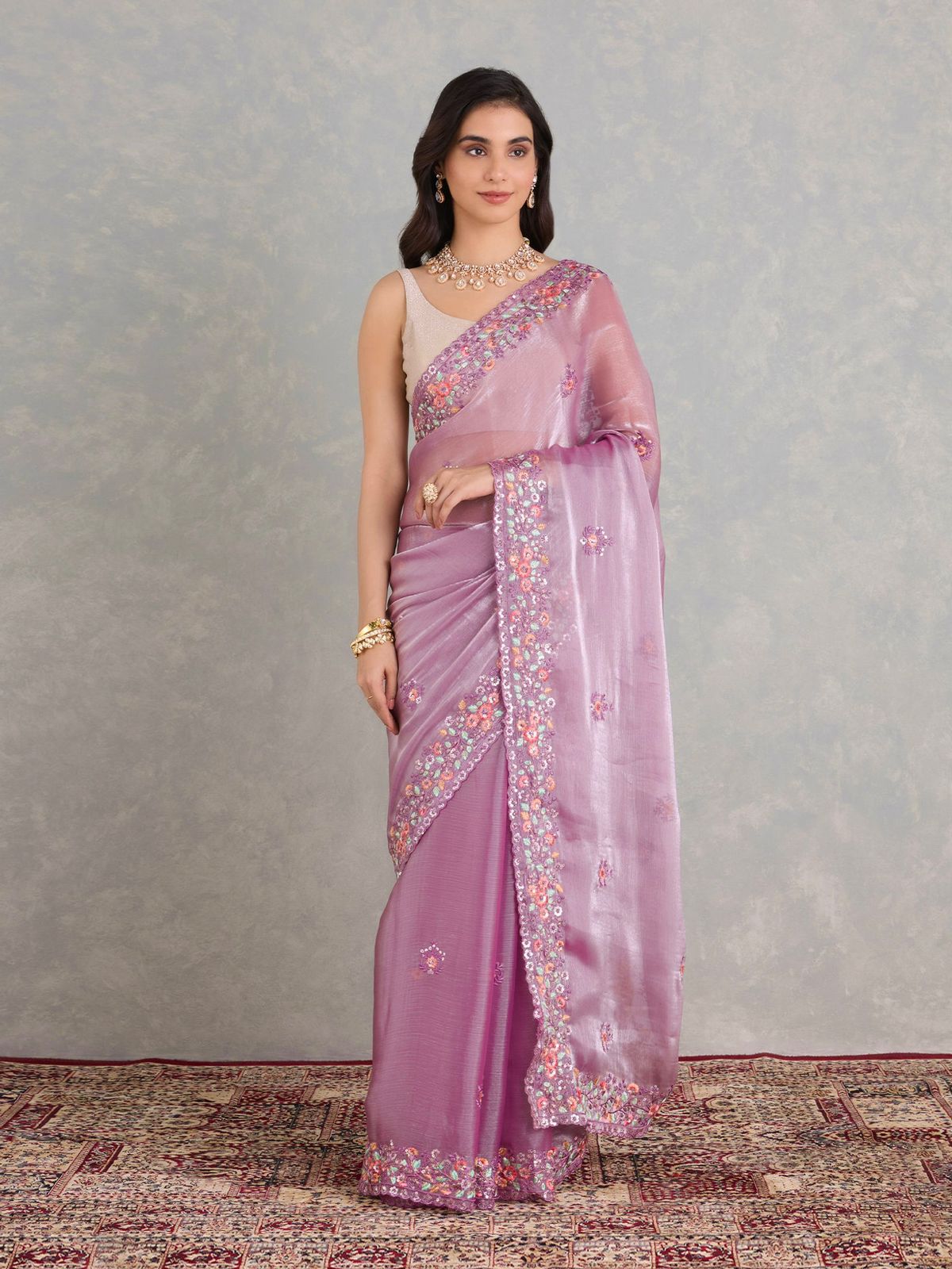 “Luxe Berberry Blossom Saree”