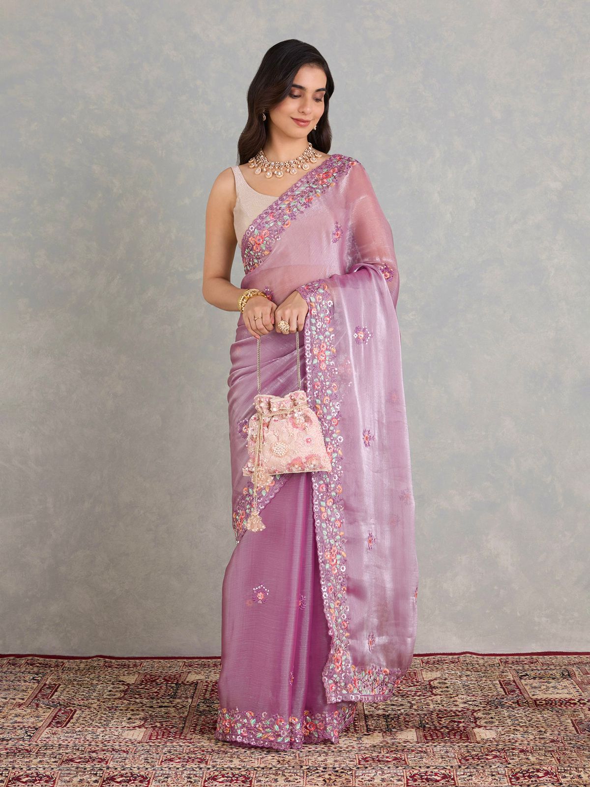 “Luxe Berberry Blossom Saree”