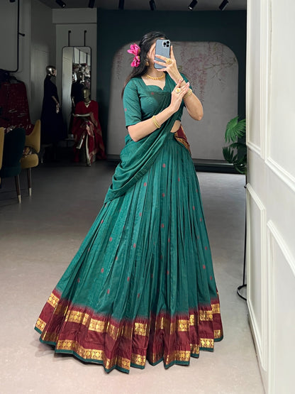 Elegant Chanderi Cotton Half Saree Lehenga Choli