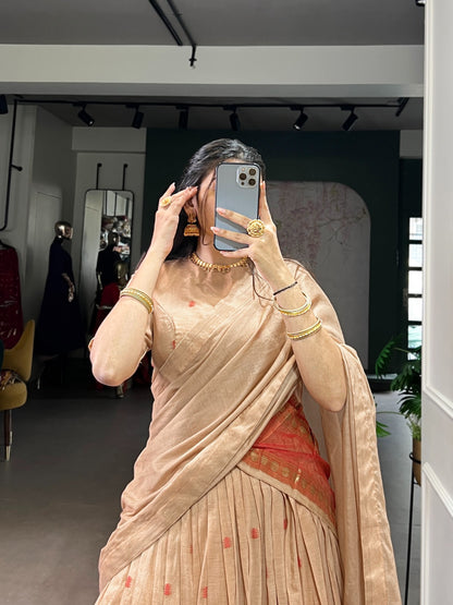 Elegant Chanderi Cotton Half Saree Lehenga Choli