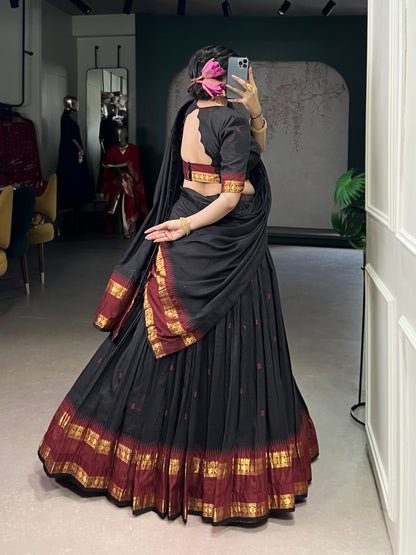 Elegant Chanderi Cotton Half Saree Lehenga Choli