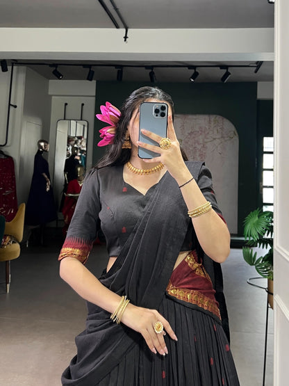 Elegant Chanderi Cotton Half Saree Lehenga Choli