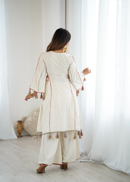 AARANYA MIRRORWORK KHADI PREMIUM CO-ORD SET