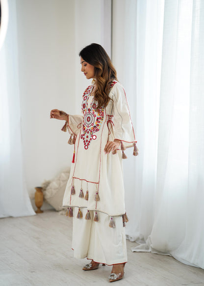 AARANYA MIRRORWORK KHADI PREMIUM CO-ORD SET