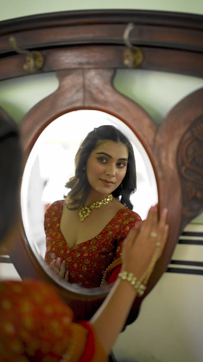 NOOR-E-KASHMIR” – Royal Tussar Silk Kashmiri Print Lehenga Set