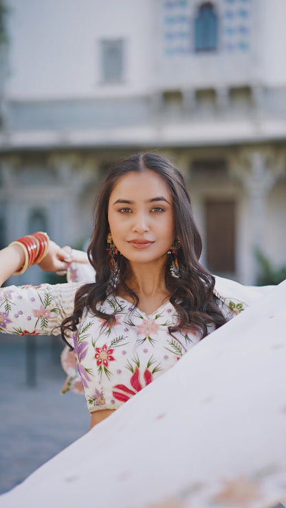 GUL-E-NOOR” — White Embroidered Designer Lehenga Choli